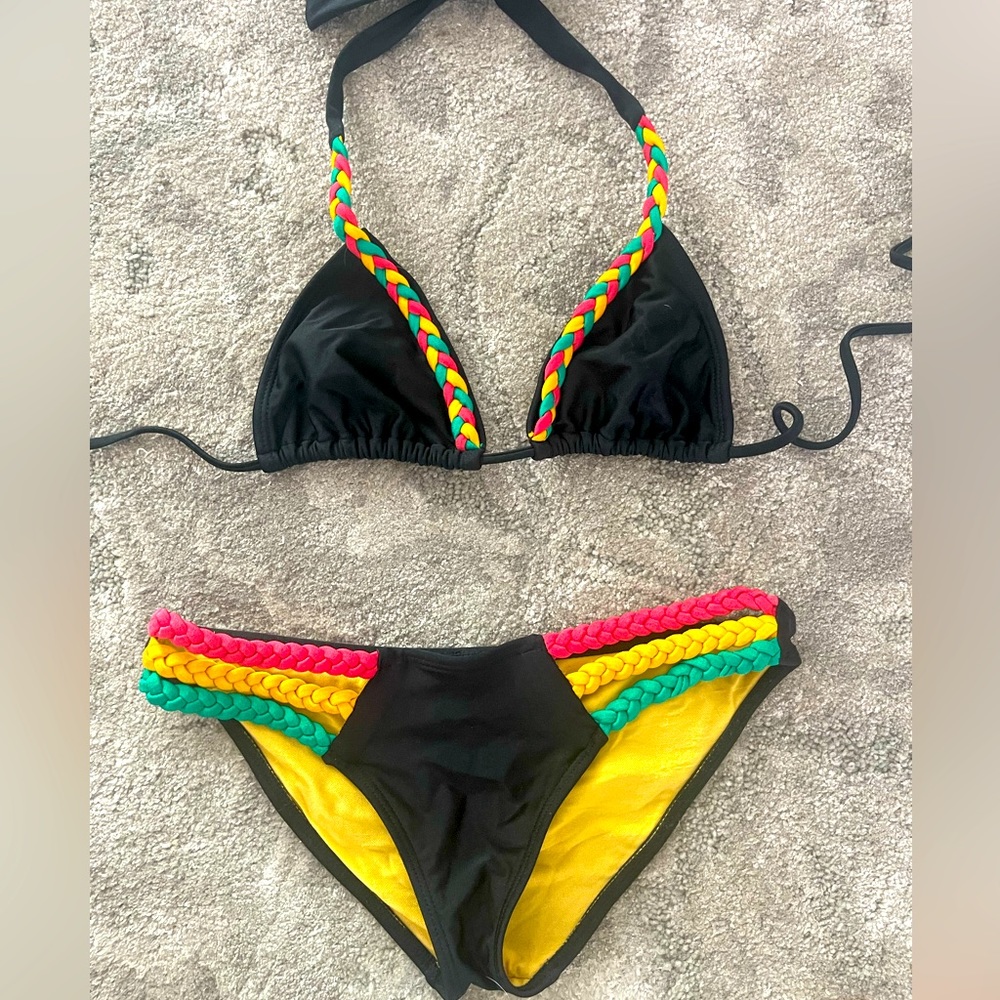 Reggae colored Lulu Fama bikini size small